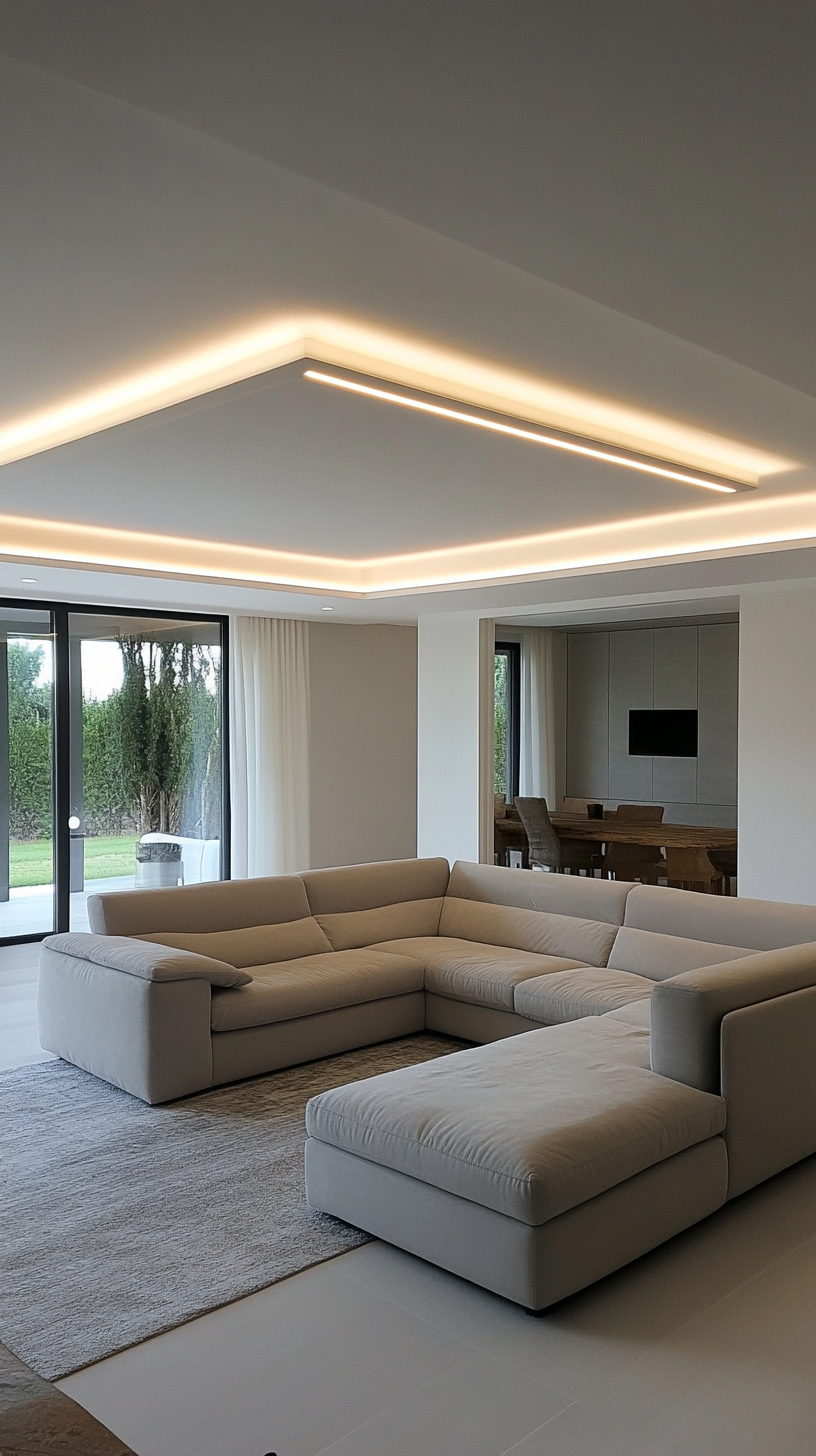 Modern tray false ceiling design for living room with LED lighting - Karnal 2026